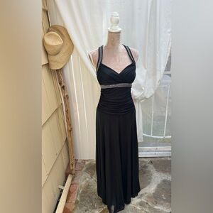 Trixxi brand Maxi Black Evening Dress w/accents